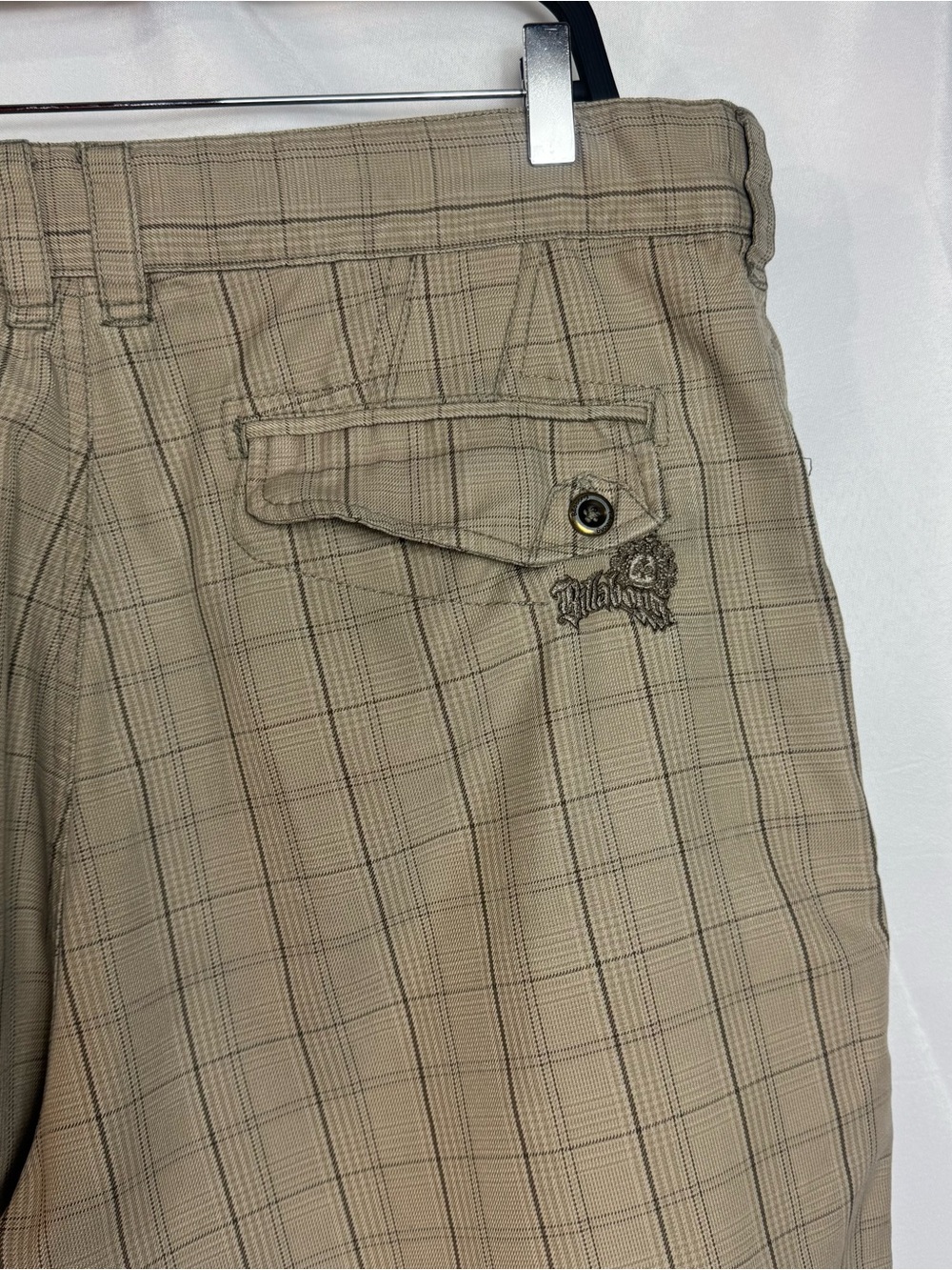 Y2K Billabong Men's Shorts 36 Surf Beige Plaid Baggy Skater Summer Old Money